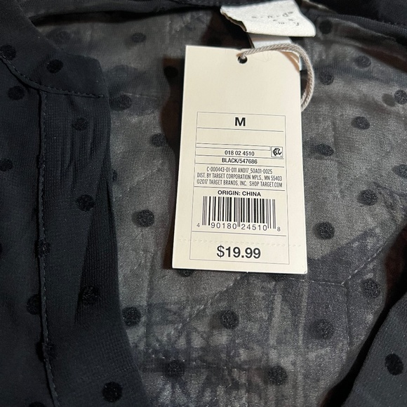A New Day Target Black Sheer Polka Dot Top - Picture 3 of 4